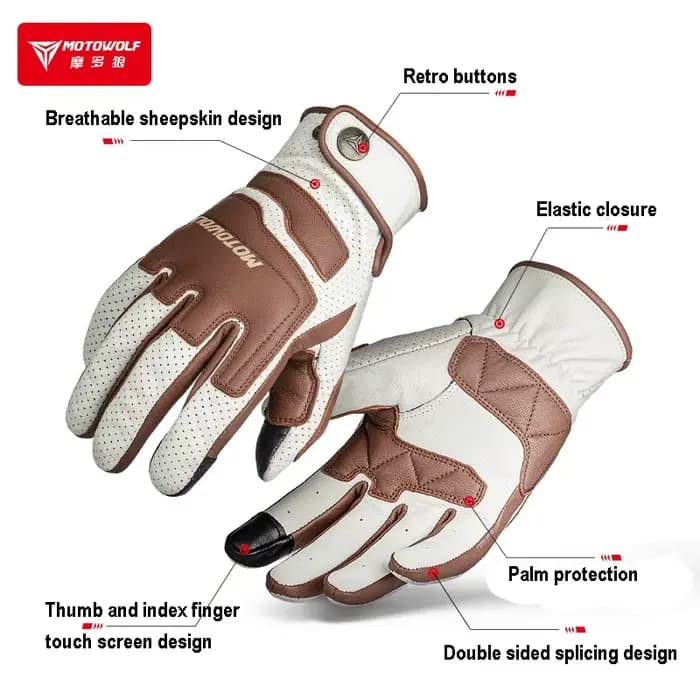 Gants de moto en cuir, accessoires de motocross