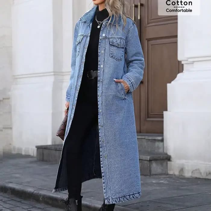 Manteaux en Denim Moto Biker Jeans pour femmes vestes longues poche manches