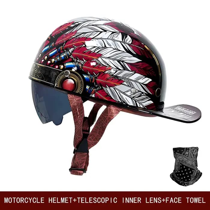 Casque de moto rétro universel croisière skateboard vélo semi-casque