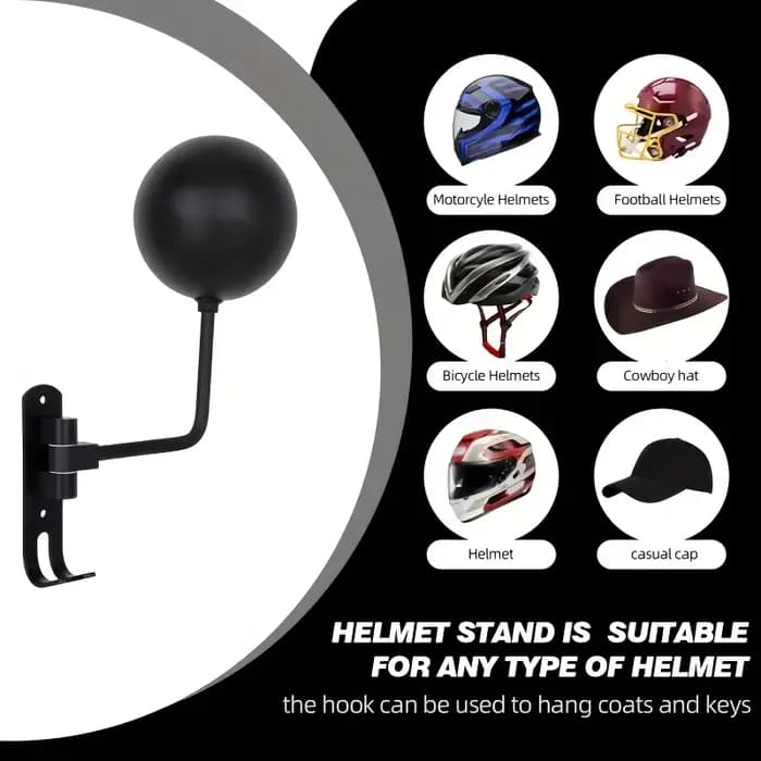 Porte-casque de moto étagère murale pivotante à 180° cintre pour casque et veste crochet en métal étagères