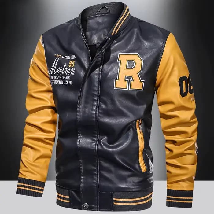 Veste de moto en cuir PU imperméable pour homme