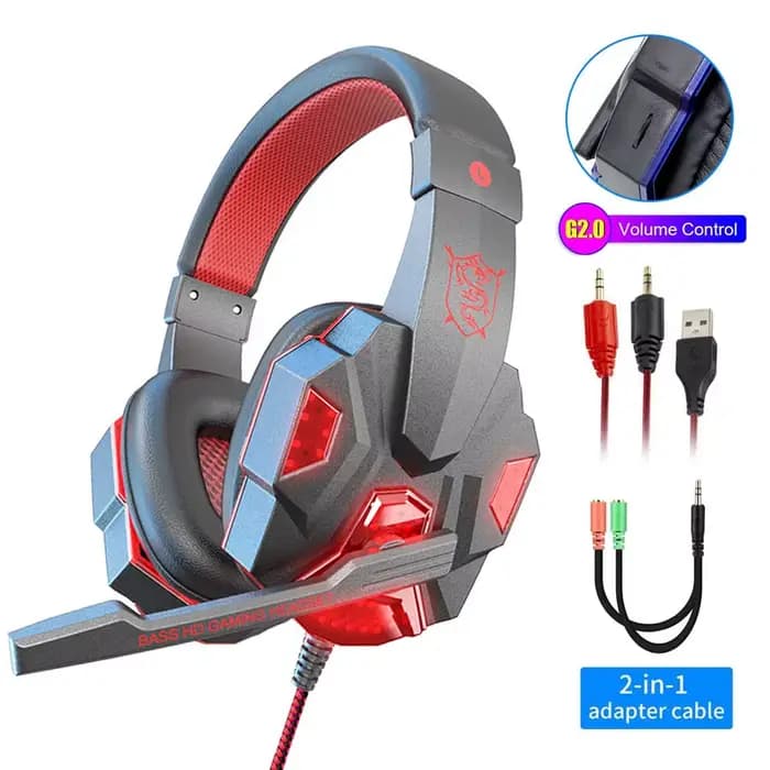 Casque de jeu RGB avec microphone, écouteurs filaires supra-auriculaires, légers, pour PC, PS4, PS5, Xbox, ordinateur portable 