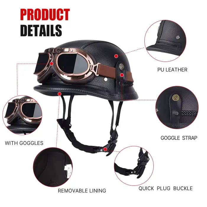 Casque rétro noir Vintage