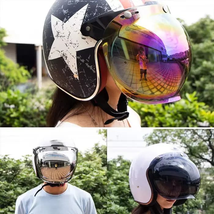Casque bulle visières Vintage moto casques visage ouvert rabattable