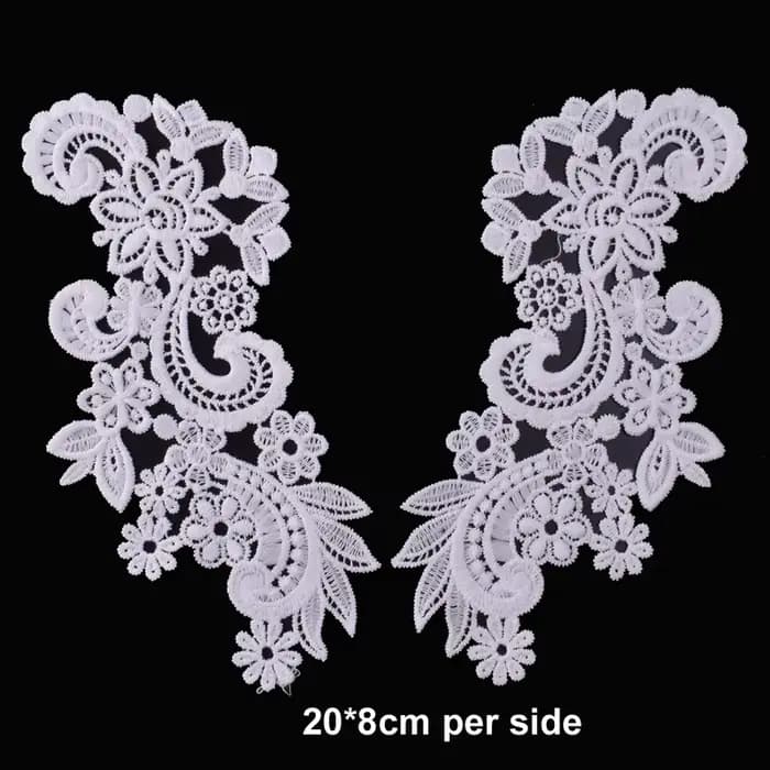 1 Paire de Collets Brodés Appliqués en Dentelle Blanche pour Couture, Accessoire de Mode Féminin DIY, Scrapbooking BW056