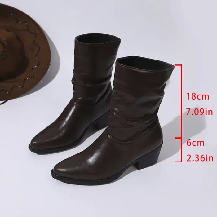 Bottines pointues à talons hauts pour femme, collection automne-hiver 2025 – Bottes mi-mollet décontractées, tendance et polyvalentes