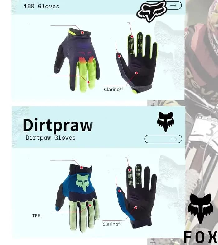 Fox DIRTPAW gants de moto de course pour vélo ATV UTV tout-terrain VTT
