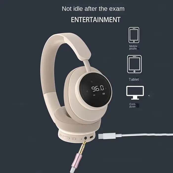 Casque d'écoute sans fil avec microphone, pliable, Bluetooth 5.3, écouteurs, support carte TF, radio FM, noir
