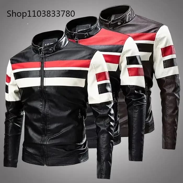Veste de moto en cuir pour hommes