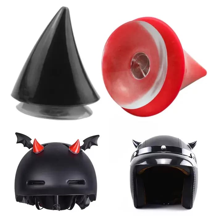 2PCS Décoration de casque de moto mignonne en caoutchouc en forme de corne