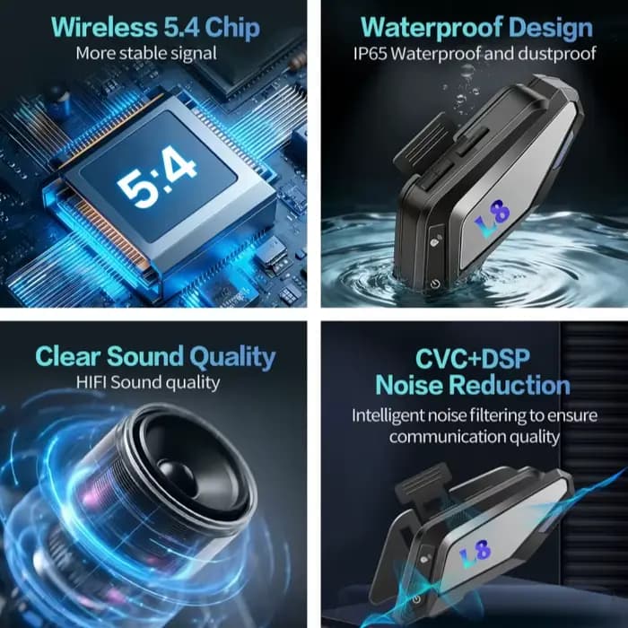 Interphone musical Bluetooth 5.3 pour casque de moto