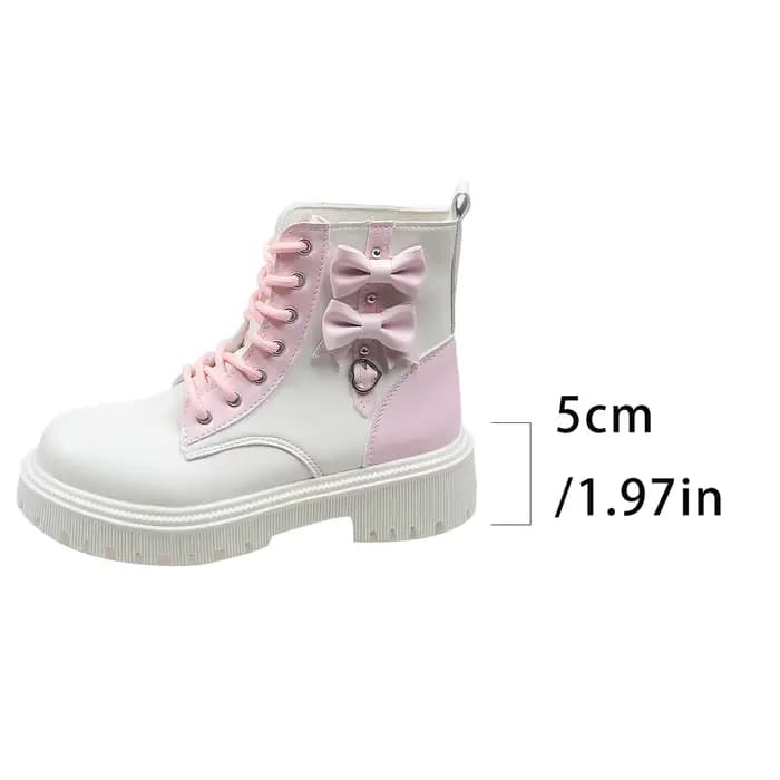 Bottines à lacets avec nœud papillon rose doux pour femme, mélange de couleurs, semelle épaisse, bonbons, Punk, décoration en métal, taille 42, automne 2025