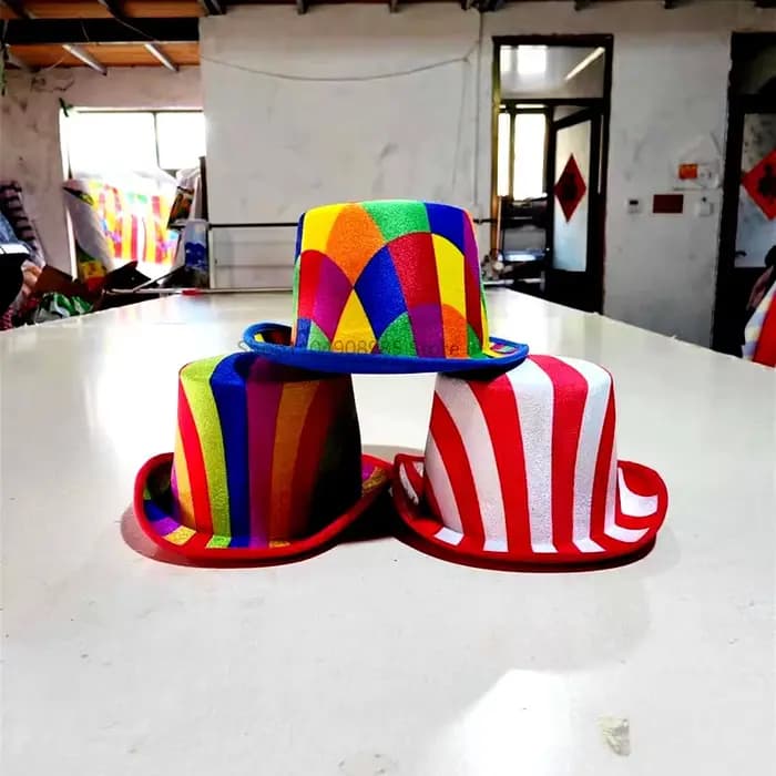 Chapeau de Clown Rayé Carnaval Amusant et Coloré, Polyvalent pour Jeu de Rôle, Accessoire de Performance pour Fête Masquée et Cirque