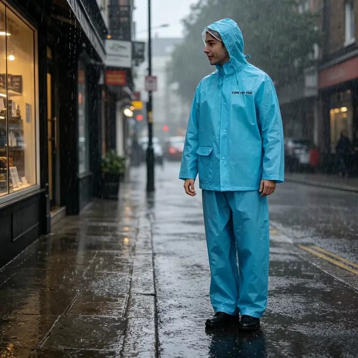 Combinaison de pluie imperméable en deux pièces pliable