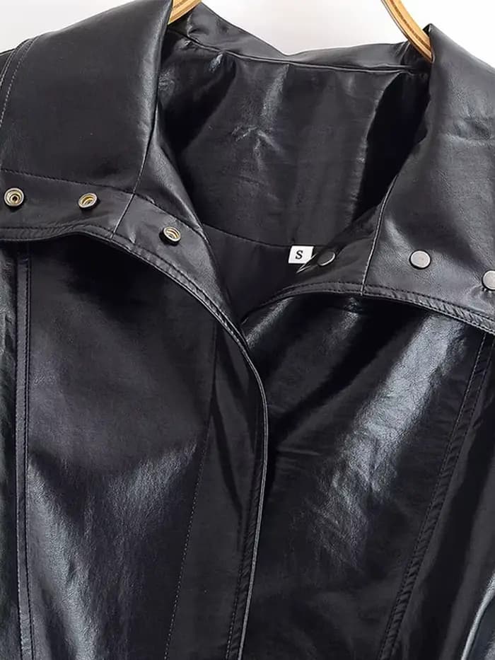 Veste en Faux cuir PU noir pour femme