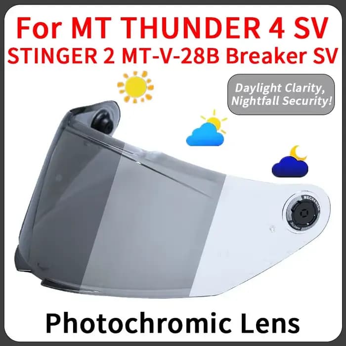 Visière de casque photochromique pour MT MT-V-28B THUNDER 4 SV STINGER 2 Breaker SV
