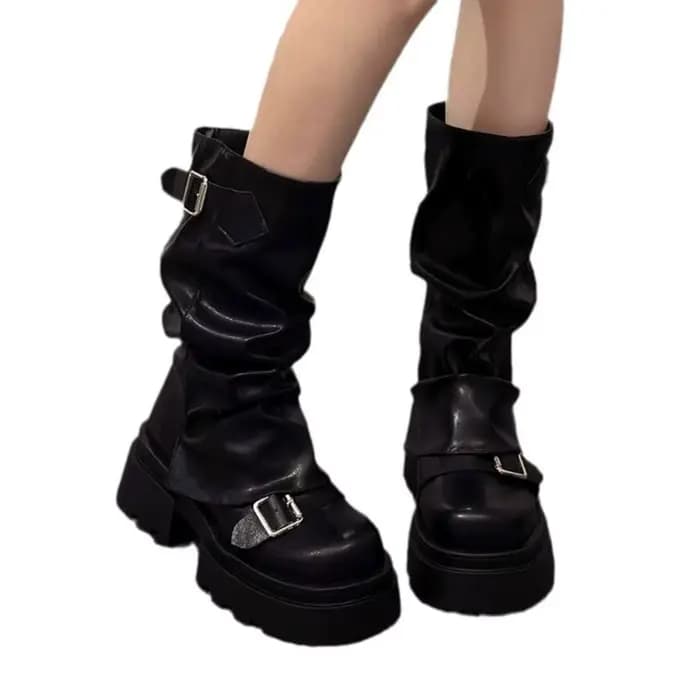 Bottes de motard à plateforme pour femmes
