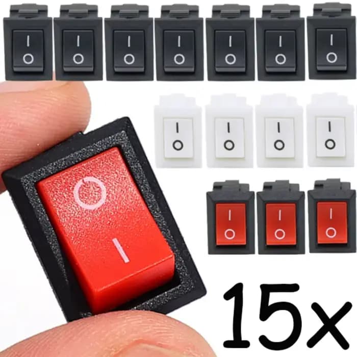 5/15 pièces bouton poussoir 21x15mm SPST 2Pin 6A 250V KCD11 Snap-in marche/arrêt bascule bateau maison moto interrupteur noir rouge blanc