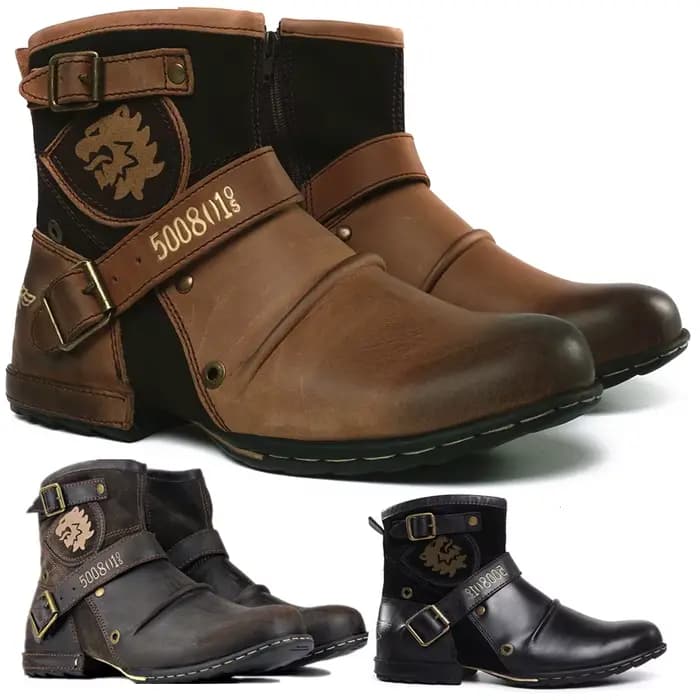 Bottes de moto pour hommes robe décontractée confort botte occidentale Zapatos