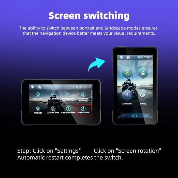 EKIY 5.0 pouces sans fil CarPlay Moto Android Auto Portable numérique