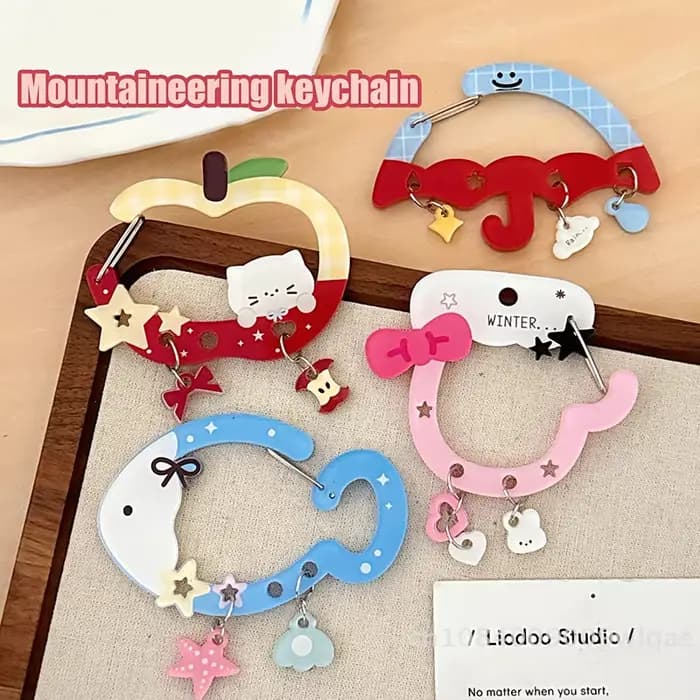 Mousqueton à clé en acrylique Kawaii - Porte-clés mignon à breloque pour sac Ita, nouveauté, clip décoratif multifonctionnel pour clés, sac et sac à main