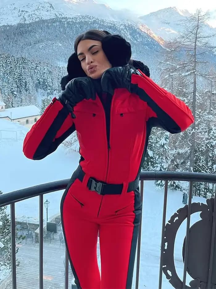 Combinaisons de ski pour femmes, nouvelle collection hiver, coupe ajustée, combinaison de ski et de neige, mode, ceinture cintrée, imperméable, combinaison de ski chaude, coupe-vent