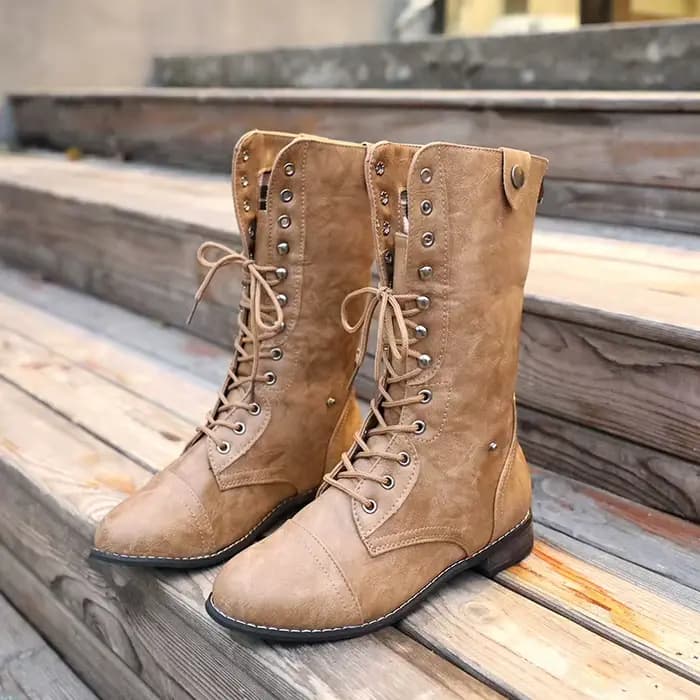 Bottes mi-mollet rétro à lacets pour hommes et femmes