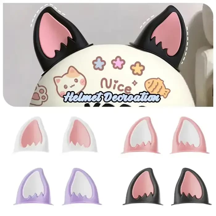 Décorations d'oreille de chat pour casque de moto