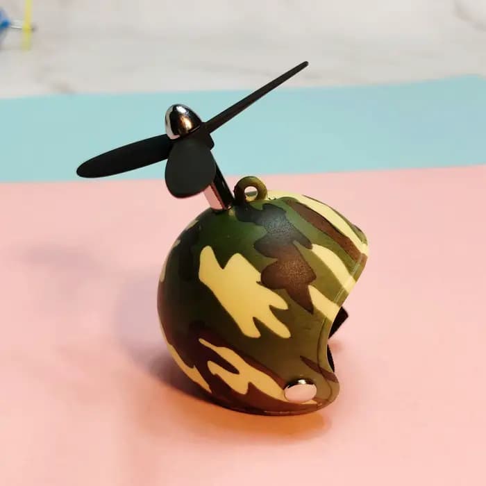 Casque à motif Animal de canard en caoutchouc jaune noir avec hélice pour décoration de barre de poignée de vélo de