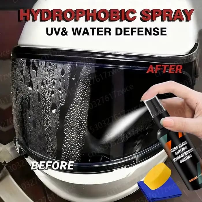 Spray hydrofuge pour casque de moto