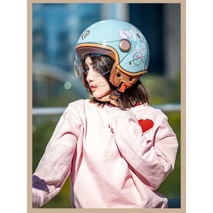 Casque de Moto Vintage, Ouvert au Visage, Rétro 3/4, Demi-Casque