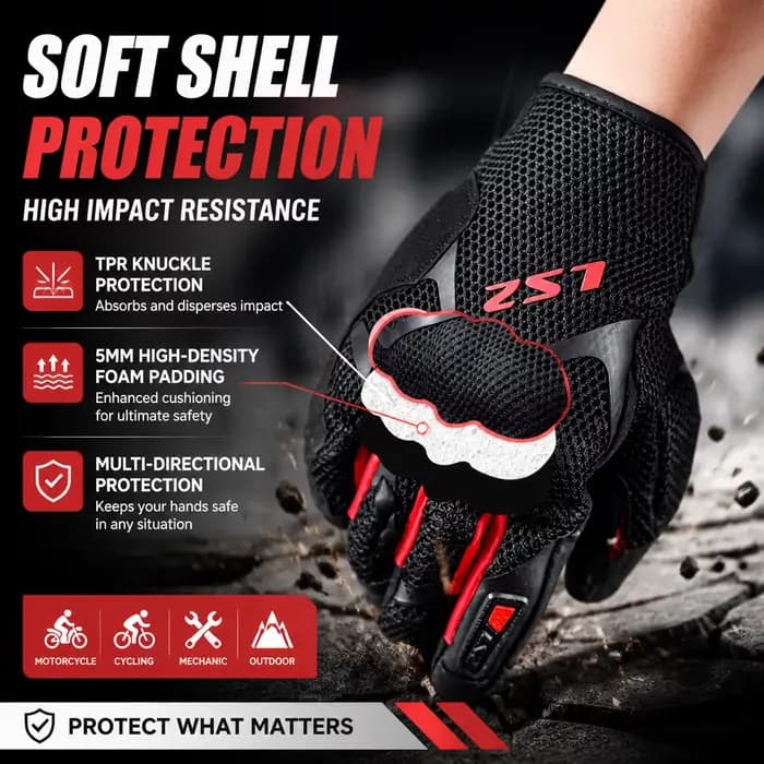 Gants de moto LS2 en maille respirante pour hommes et femmes