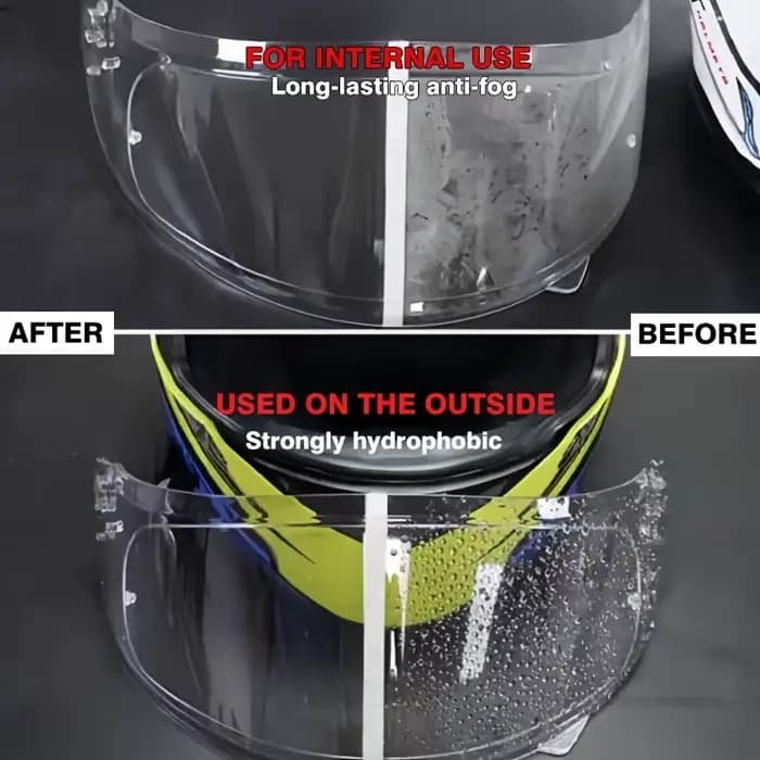 Spray anti-buée pour casque de moto - Solution anti-pluie