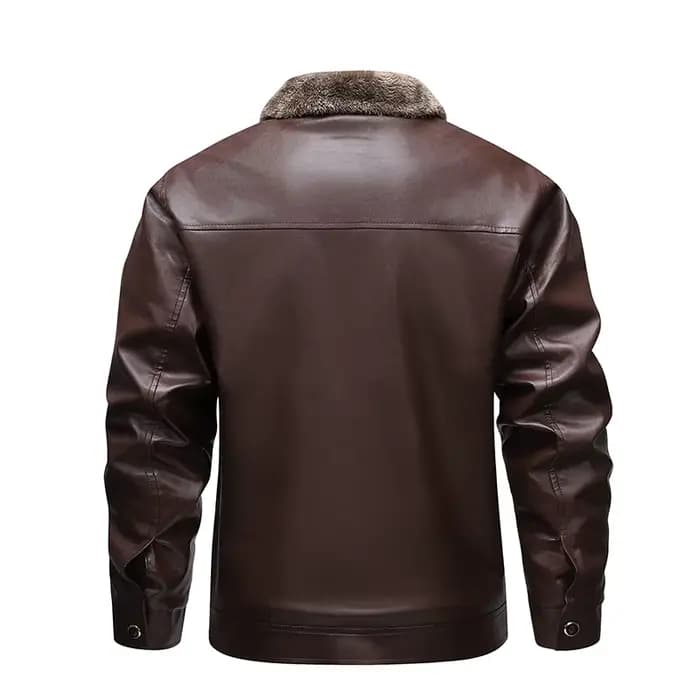 Hommes veste en cuir hiver doublé polaire Biker vestes mode moto