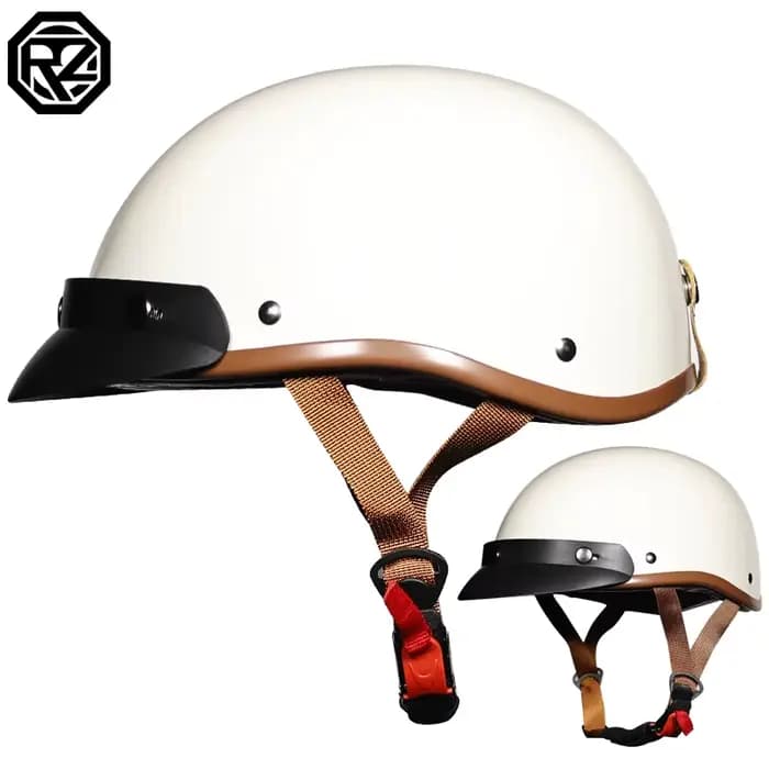 VOSS vintage moto rcycle casque rétro scooter demi-casque avec visière d'objectif intégrée