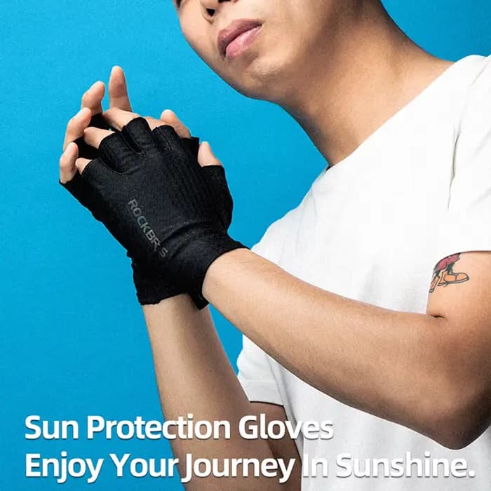 Gants de cyclisme mi-doigts ROCKBROS en soie glacée