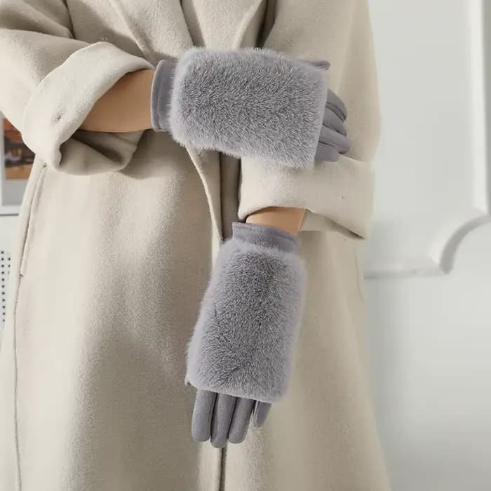 Gants pour filles, gants combinés en peluche chauds, coupe-vent et résistants au froid pour l'hiver, écran tactile, couleur unie, nouveau Style