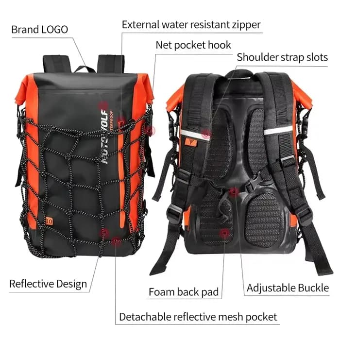 Sac à dos de casque de moto étanche pour hommes et femmes