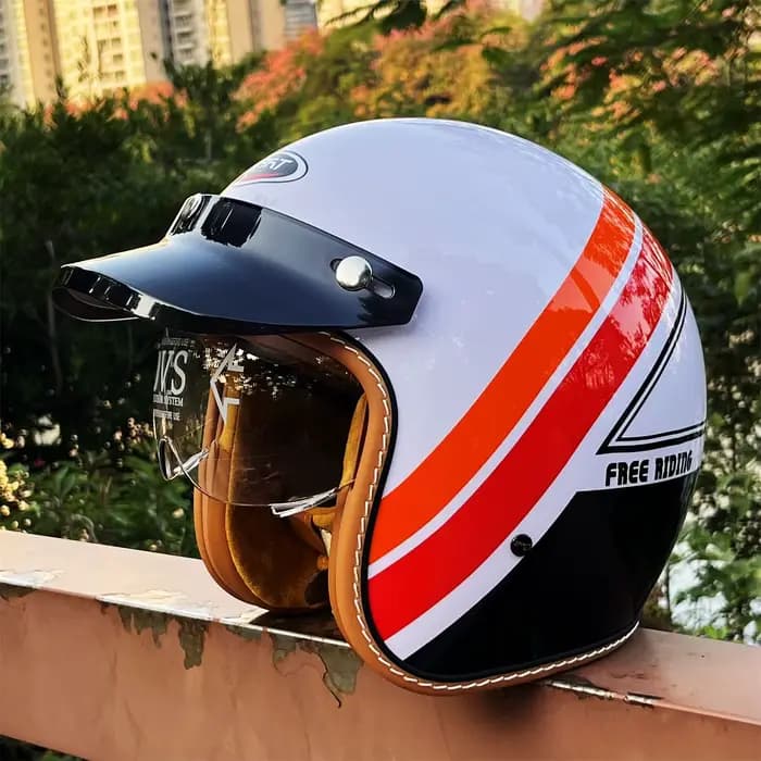 Casque de moto VGV à face ouverte 3/4 pour moto tout-terrain