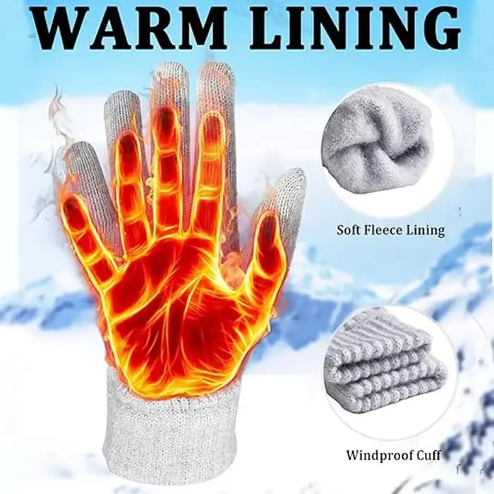 Gants doublés d'hiver pour hommes et femmes – Compatible avec écran tactile élastique épais
