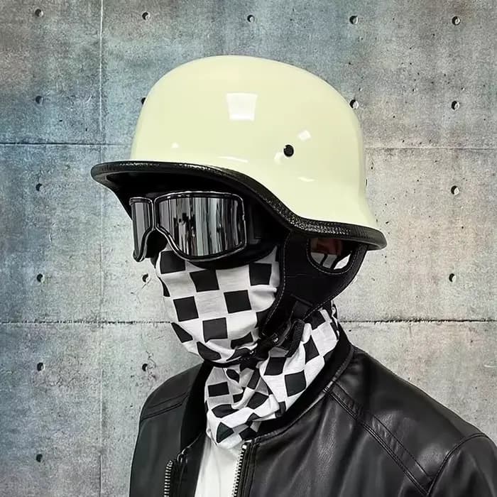 Casque de soldat rétro demi-casque moto homme et femme