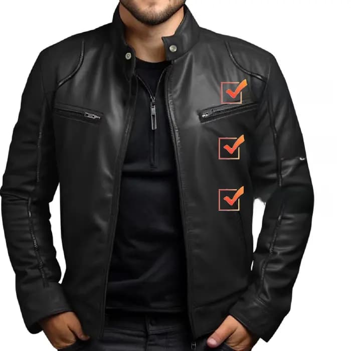 Veste de moto en cuir pour hommes