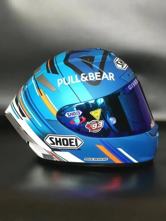 Casque intégral moto x-spirit III bleu or fourmi x-quatorze X14
