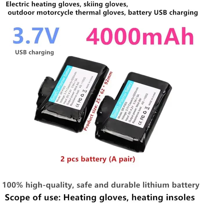 Batterie pour gants chauffants 3.7V 4000mAh