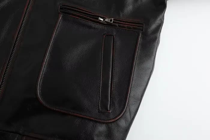 Veste de pilote militaire en cuir véritable pour hommes