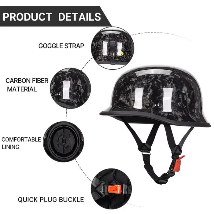 Casque demi-visage en fibre de carbone pour moto