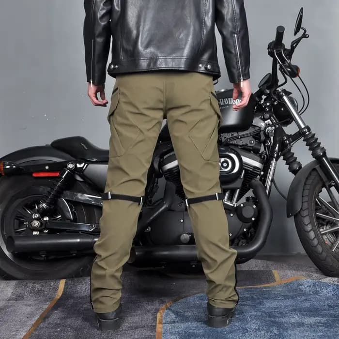 Pantalon de moto toutes saisons coupe-vent double couche respirant taille haute pour homme