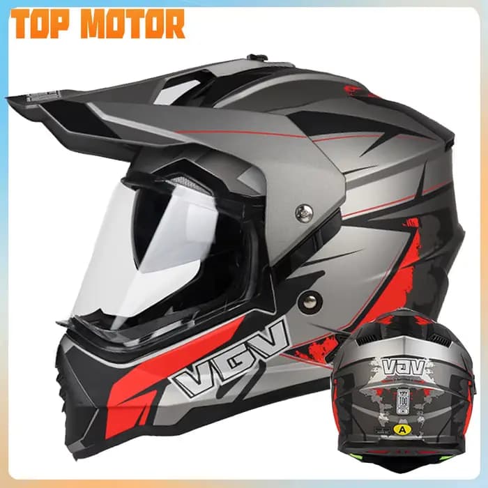 Casque de motocross avec motif en fibre de carbone