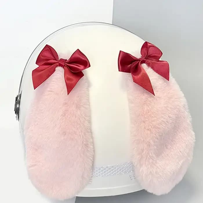 Casque de moto longues oreilles de chat mignonnes avec nœuds pour Motocross accessoires