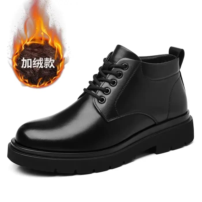 Bottes mi-hautes en cuir noir à lacets pour homme